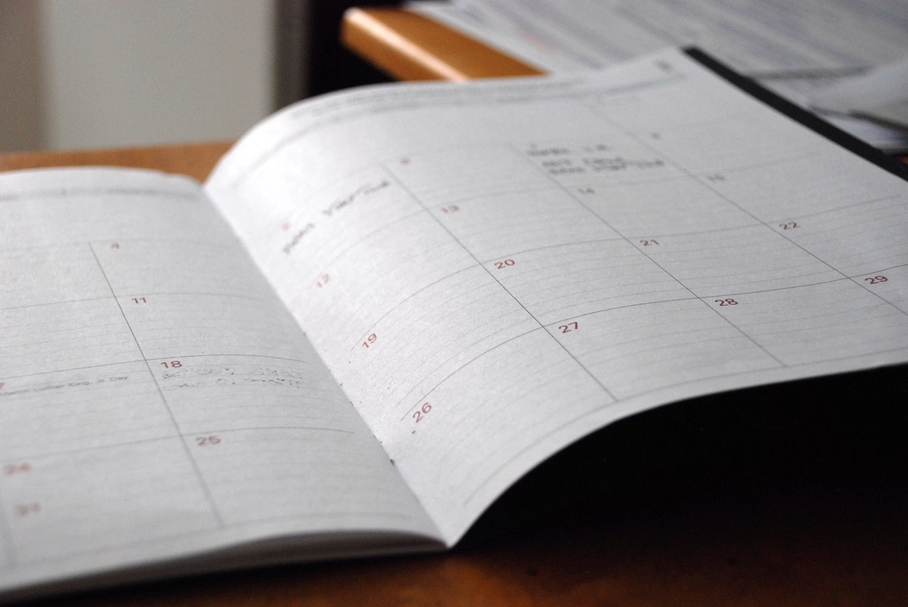 College Tutors 7 An open monthly planner used to map out a fall test retake schedule
